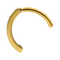 Kultainen napakoru Clicker titaanista kirkkaalla kristallilla valkoisella taustalla