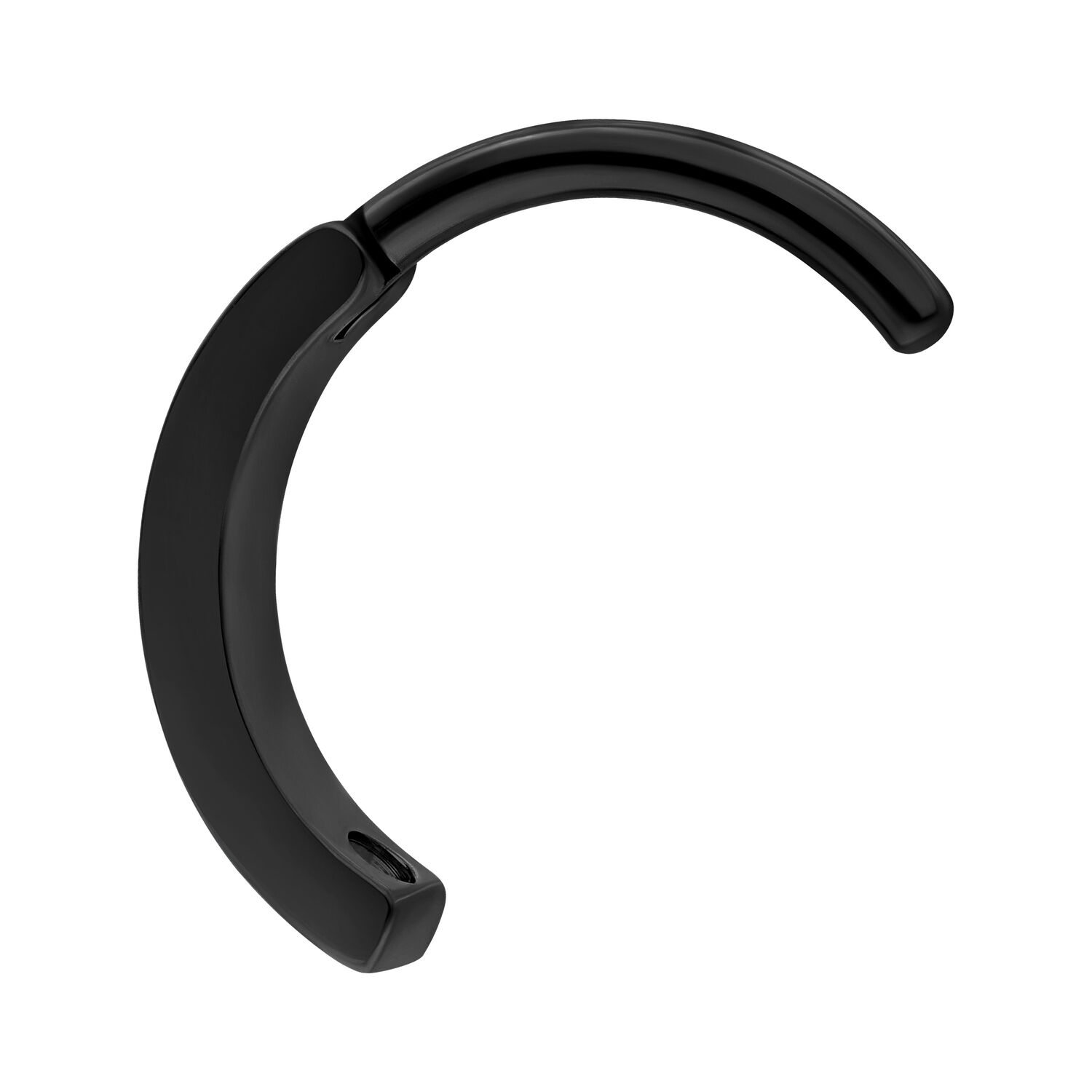 Musta napakoru clicker, jossa kaksinkertainen kristallikaari valkoisella taustalla