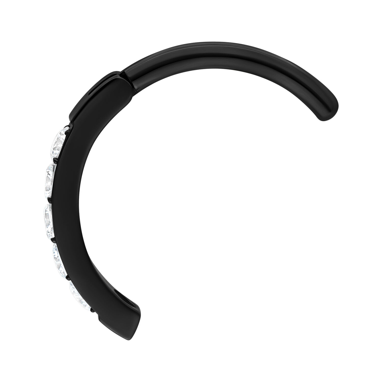 Musta napakoru clicker kirkkailla kristalleilla valkoisella taustalla