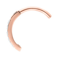 Ruusuinen napakoru clicker kirkkailla kristalleilla valkoisella taustalla