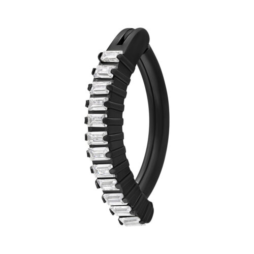 Square Crystal Belly Arch Clicker - saranallinen napakoru - Musta metalli