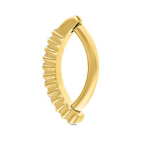 Kultainen napakoru clicker kirkkailla kristalleilla valkoisella taustalla