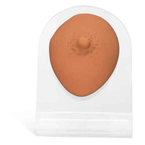 Beiger Silikon-Nippel auf klarem Display, unisex
