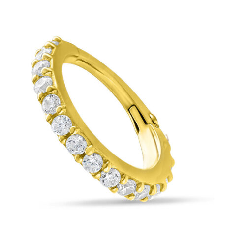 14K Hinged Row Crystal Ring - Lävistysrengas