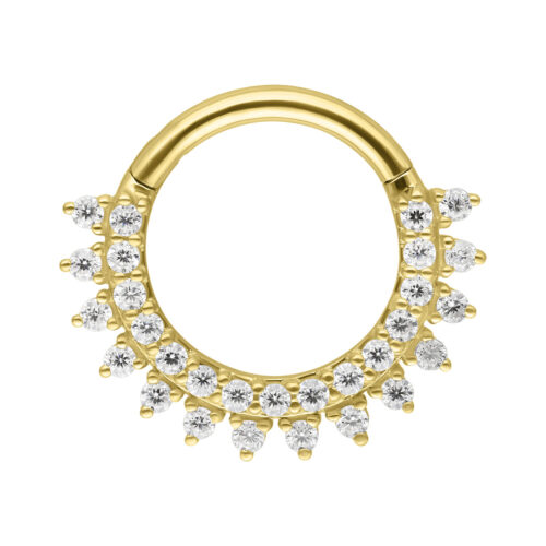 14K Moissanit Sunbeams 1.2 x 8.0 mm - Kultainen lävistysrengas