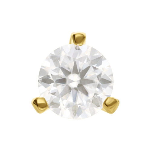 14K Gold Push-Fit Round Moissanit - Kultainen koristeosa