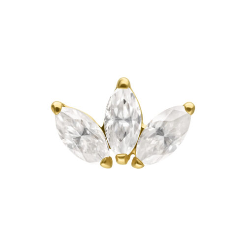 14K Gold Push-Fit Moissanit Lotus - Kultainen koristeosa