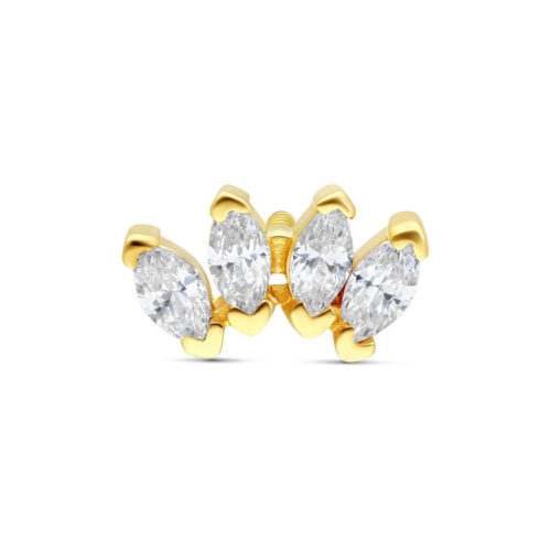 Four Crystal Fan Attachment 14k - Kultainen koristeosa