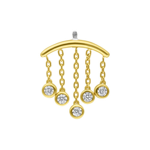 18K Internally Crystal Drops Hidden Helix - kultainen koristeosa
