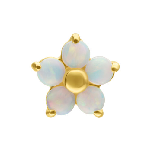 14K Perfect Fit Flower Synthetic Opal - kultainen koristeosa