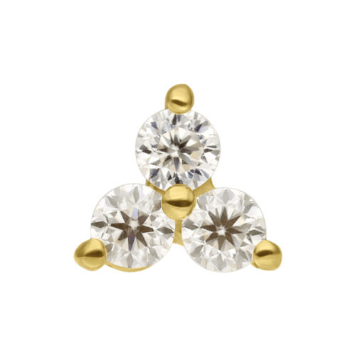 14K Perfect Fit Moissanit Trinity 3,5 mm - Kultainen Koristeosa