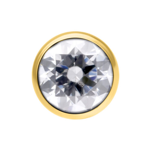 Kultainen kristallipallo kirkkaalla kristallilla, 3,0 mm, valkoisella taustalla