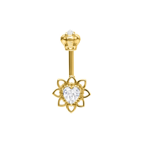 Vertical Helix Crystal Flower Barbell - Kultainen metalli