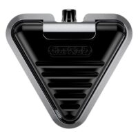 Musta Delta-jalkakytkin alumiinista valkoisella taustalla