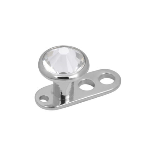 Dermal Anchor jewelled S1.2xH2.0 with 3 holes - microdermal ankkuri