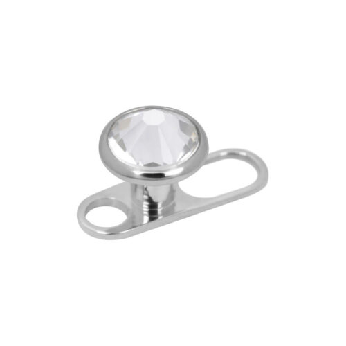 Dermal Anchor jewelled S1.6xH2.5 with 2 holes - microdermal ankkuri