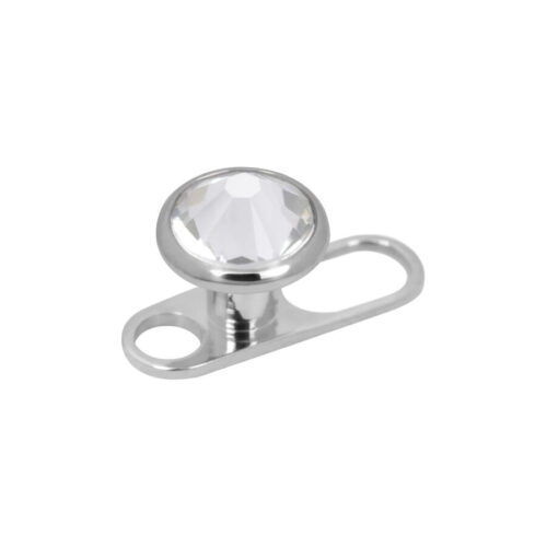 Dermal Anchor jewelled S1.6xH2.0 with 2 holes - microdermal ankkuri