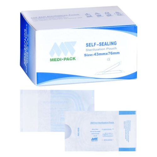Läpinäkyvät itseliimautuvat sterilointipussit 43 x 76 mm