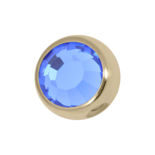 Safiirinsininen kristallipallo titaanista, 6mm, kultainen kehys