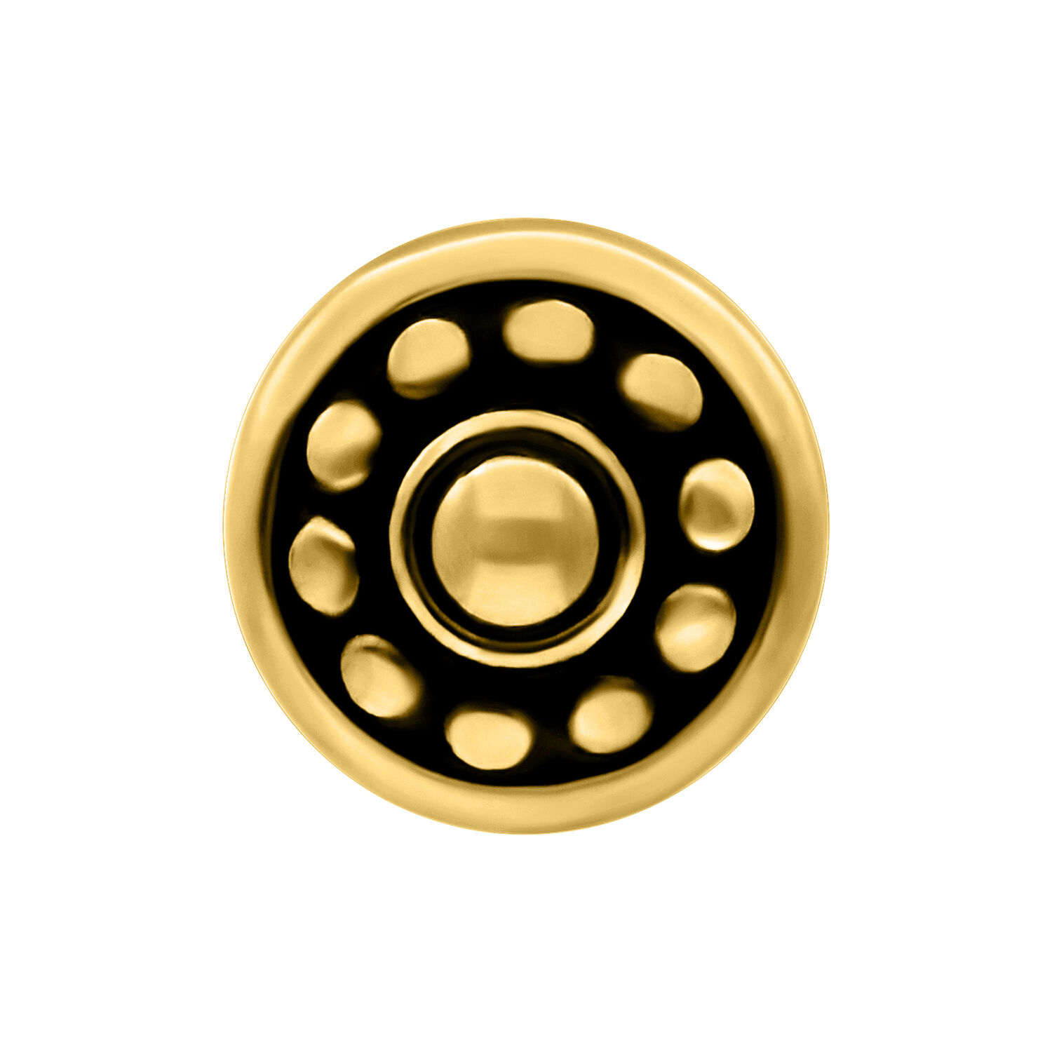 Kultainen Tribal-korvakoru kirurginteräksestä Kultainen Tribal-korvakoru pyöreällä designilla valkoisella taustalla