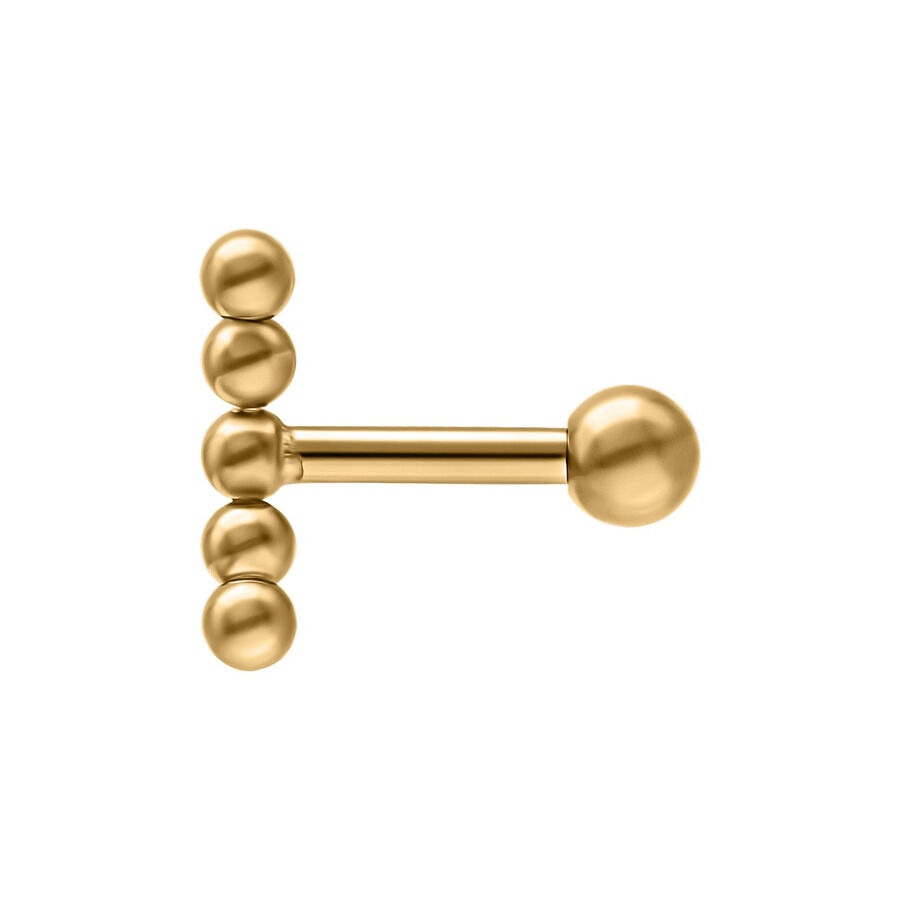 Kultainen Pallo Curve Earbarbell titaanista kiillotetulla pinnalla valkoisella taustalla