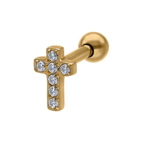 Crystal Cross Earbarbell - Kultainen metalli