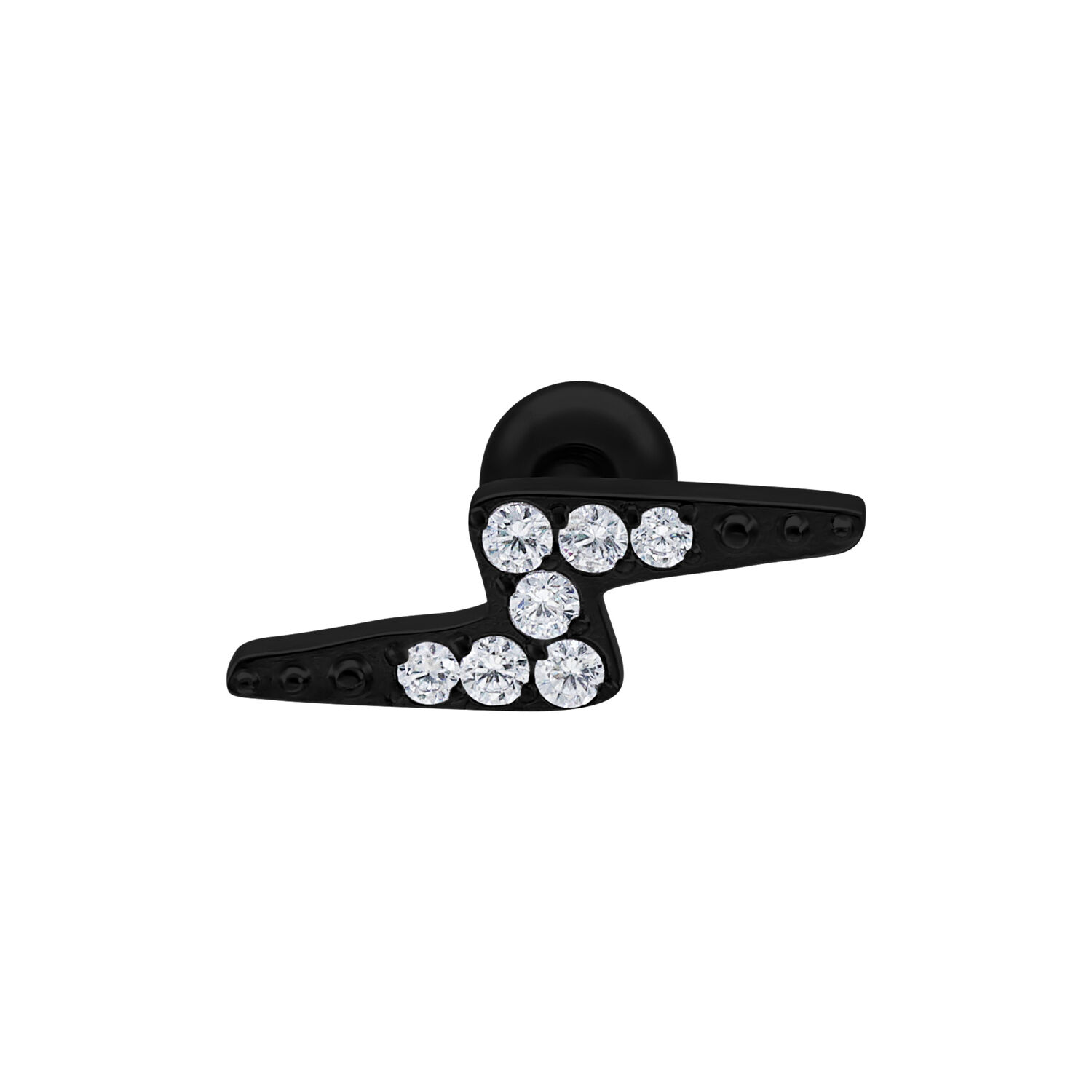 Musta korva barbell salamanmuotoisella designilla ja kirkkailla kristalleilla