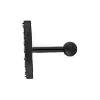 Musta Crystal Wave korvatappi titaanista Musta korvatappi kristalleilla, sivukuva, valkoisella taustalla