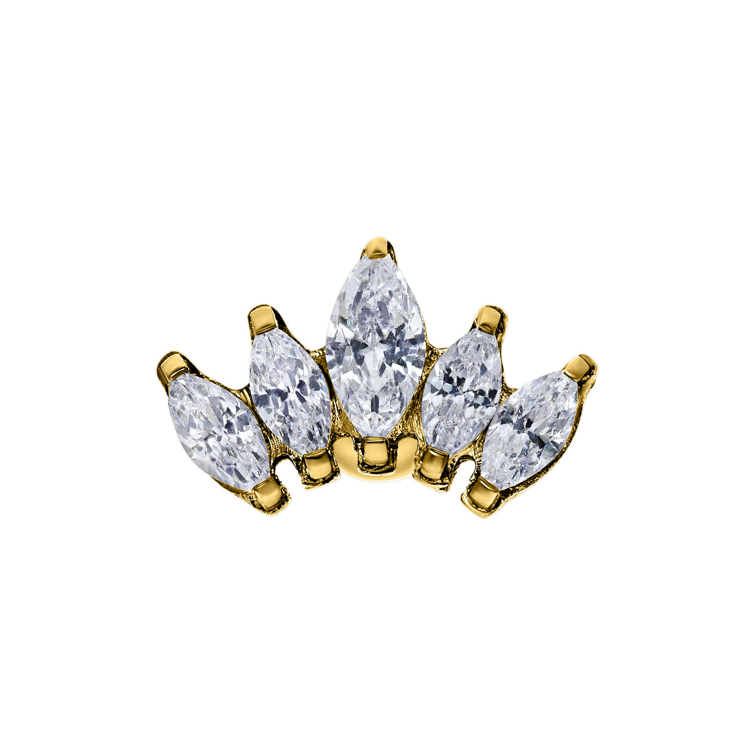 Kultainen korvakoru kristallinkirkkaalla lootuskukkakuviolla valkoisella taustalla