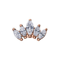 Titaaninen korvakoru ruusukullassa kristallinkirkkailla lootuskukilla