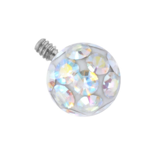 Hopeinen pääty Aurora Boreale -kristalleilla, 3 mm pallo