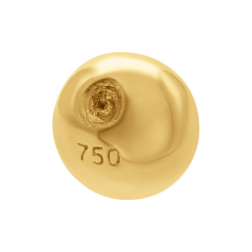 Kiiltävä 18k Gold Clip In Pallo, 3,0 mm, valkoisella taustalla