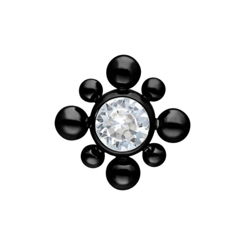 Musta titaani Bubble lisäosa kristallinkirkkaalla kivellä, 3,0 mm pallo