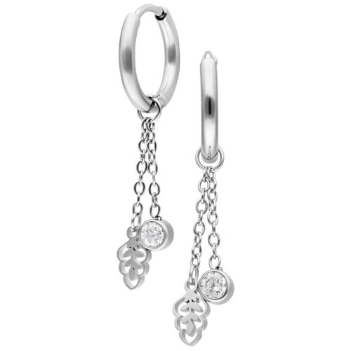 Mini Crystal Leaf Hoops - Korvakorut (pari)