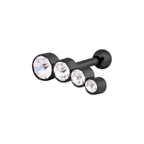 4 Round Crystals Left - Musta metalli