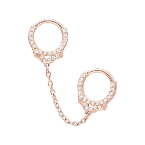 Glitter Cuffs Short Chain - Ruusukultainen metalli