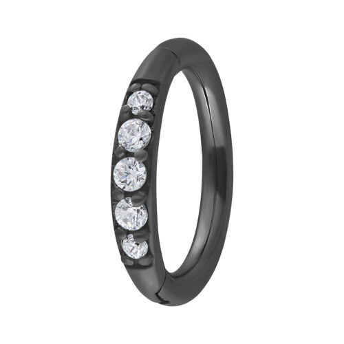 Musta clicker-lävistys mustilla kristalleilla, 1,2 mm paksuus