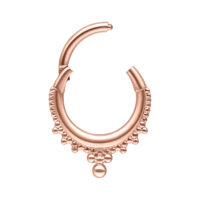 Ruusukultainen Crown Clicker -korupiercing, 8mm sisähalkaisija, valkoisella taustalla