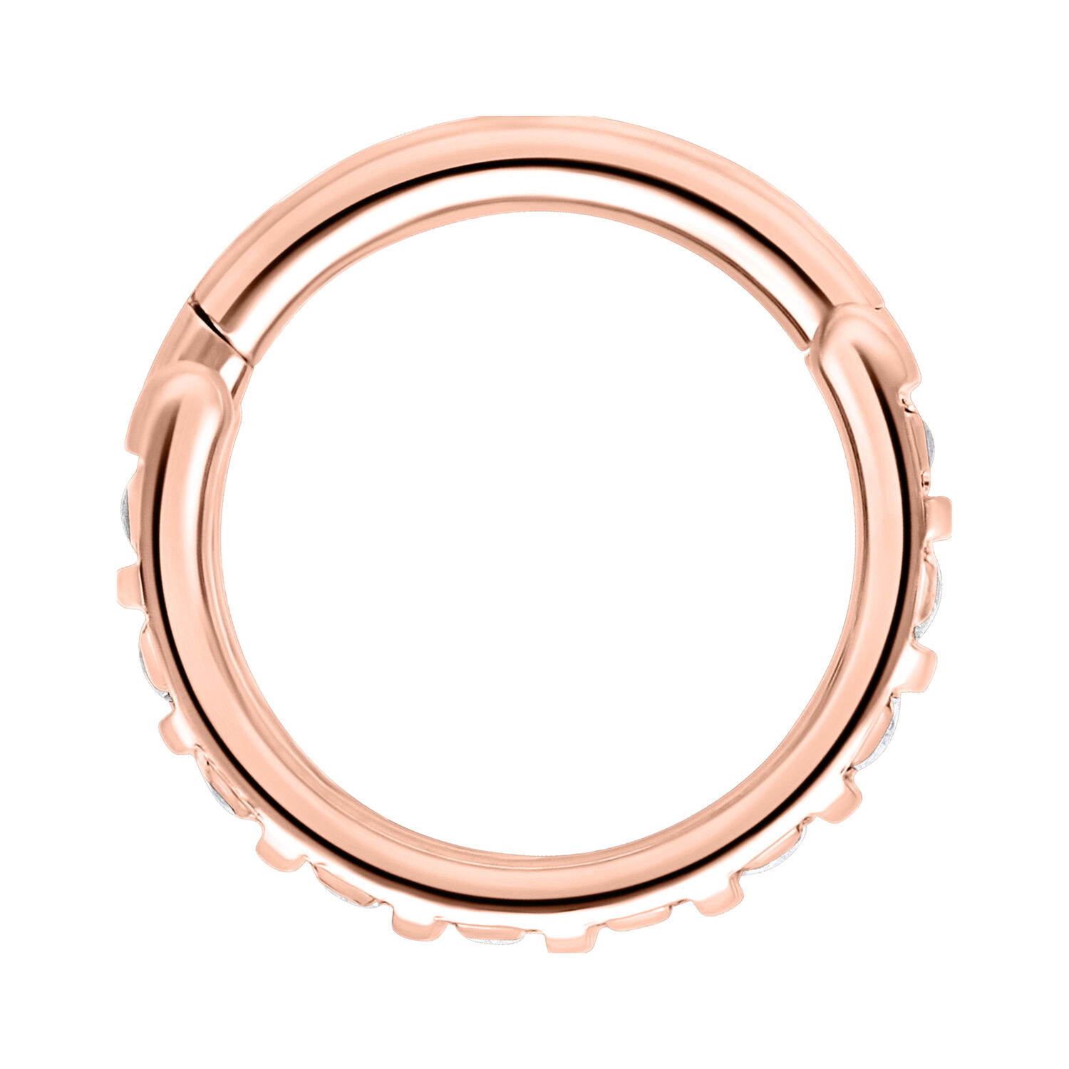 Ruusukultainen Baguette Crystal Clicker valkoisella taustalla