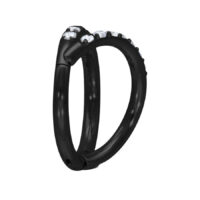 Musta kiiltävä Double Crystal Clicker kirkkailla kristalleilla valkoisella taustalla