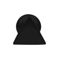 Musta Triangle Barbell kirurginteräksestä valkoisella taustalla