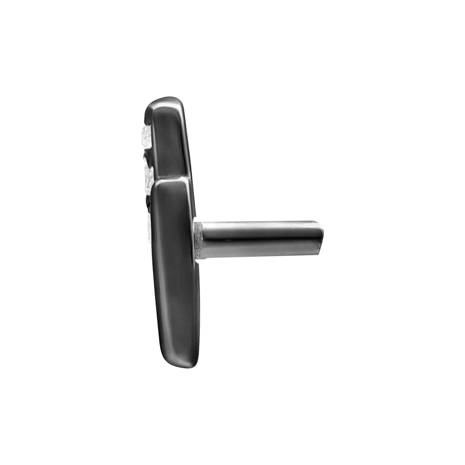 Musta Push Fit -lisäosa kristallinkirkkailla kivillä valkoisella taustalla