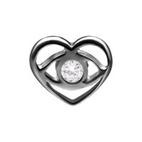 Musta sydänkoriste kirkkaalla kristallilla valkoisella taustalla