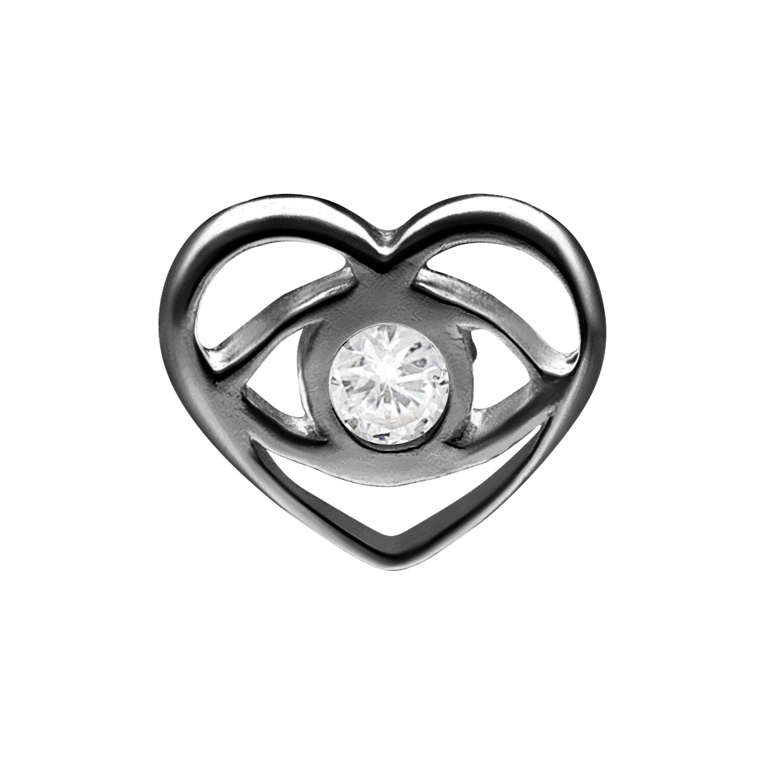 Musta sydänkoriste kirkkaalla kristallilla valkoisella taustalla