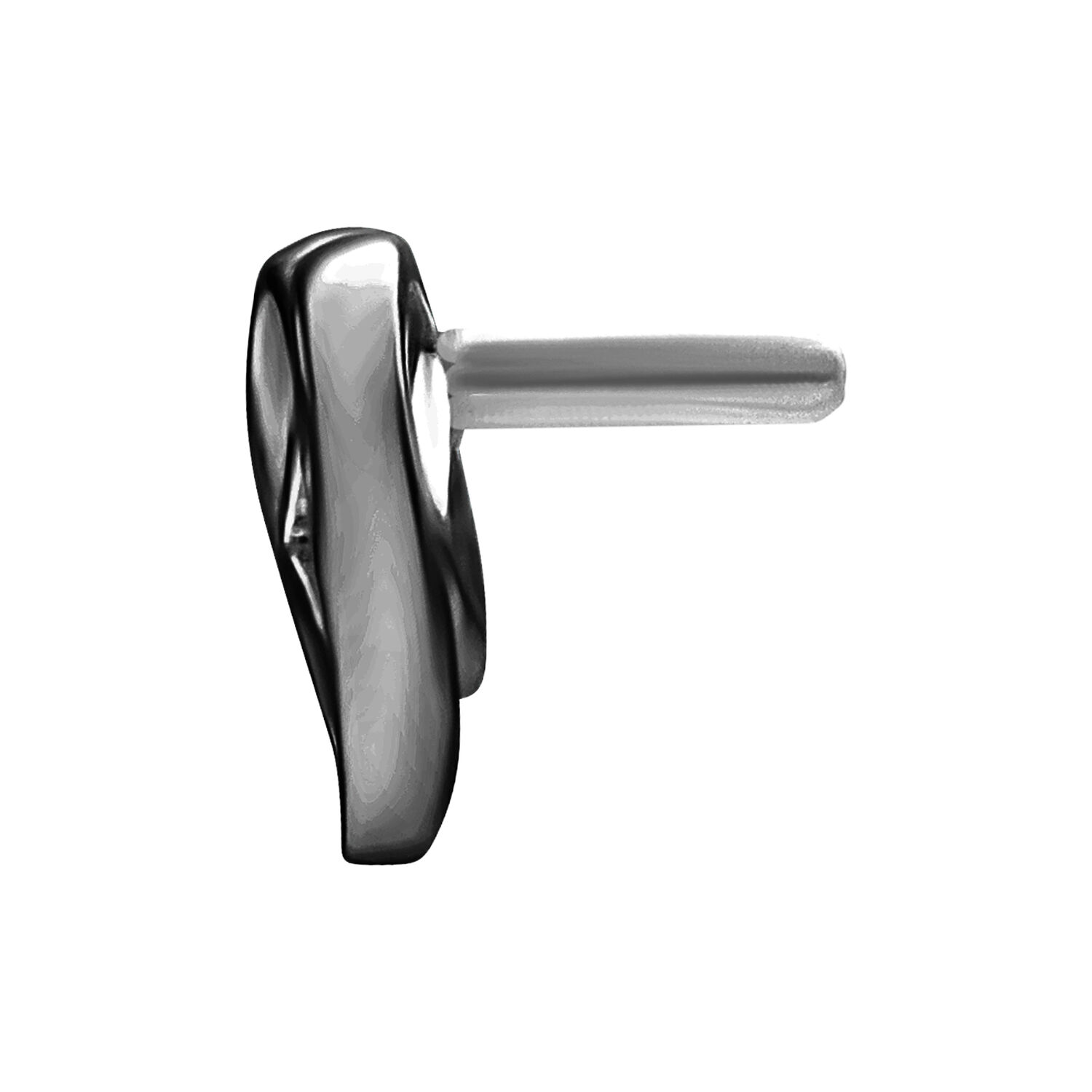 Musta Push Fit -lisäosa kirkkaalla kristallilla valkoisella taustalla