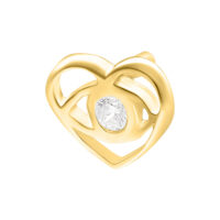 Kultainen sydänlisäosa Push Fitille, jossa kirkas kristalli keskellä