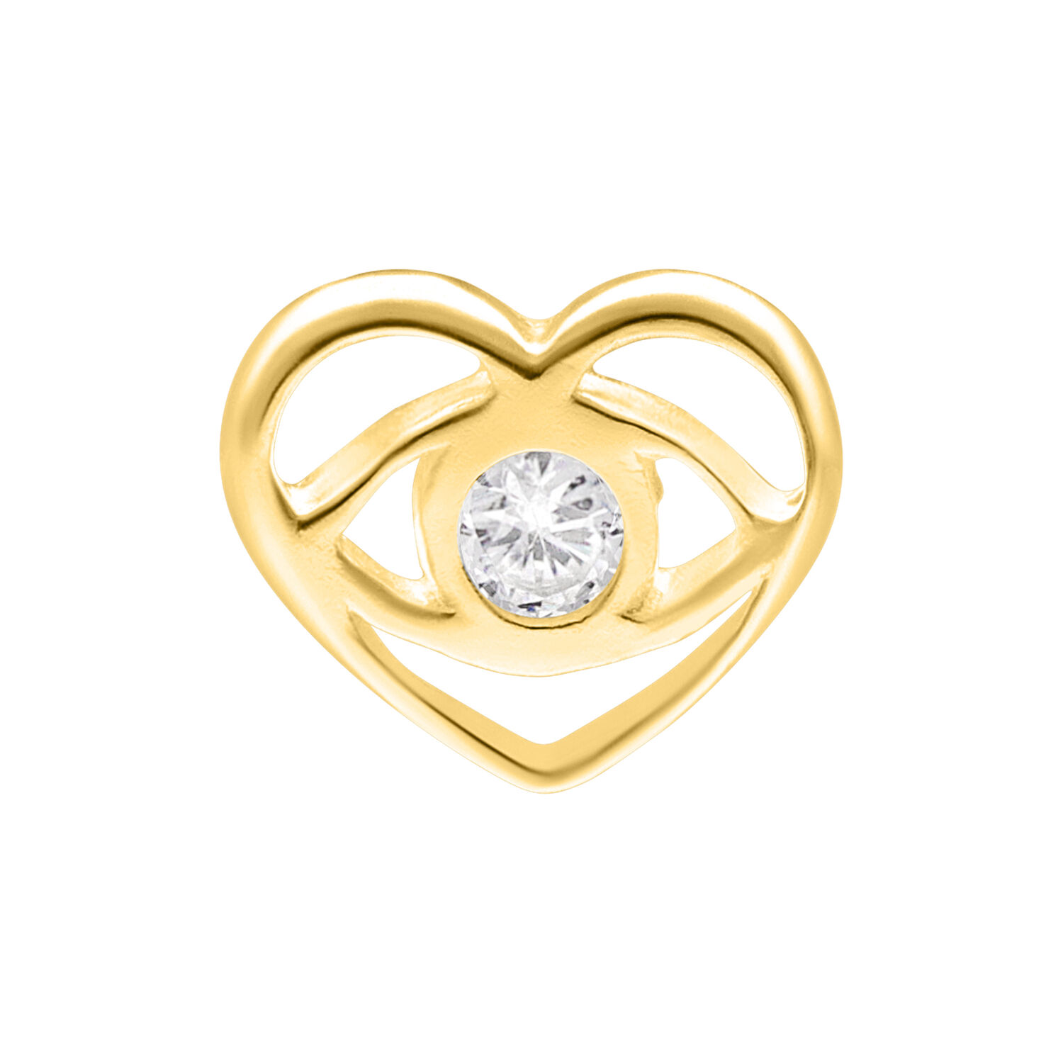 Kultainen sydänlisäosa, jossa kirkas kristalli keskellä, sopii Push Fit -lävistyksiin