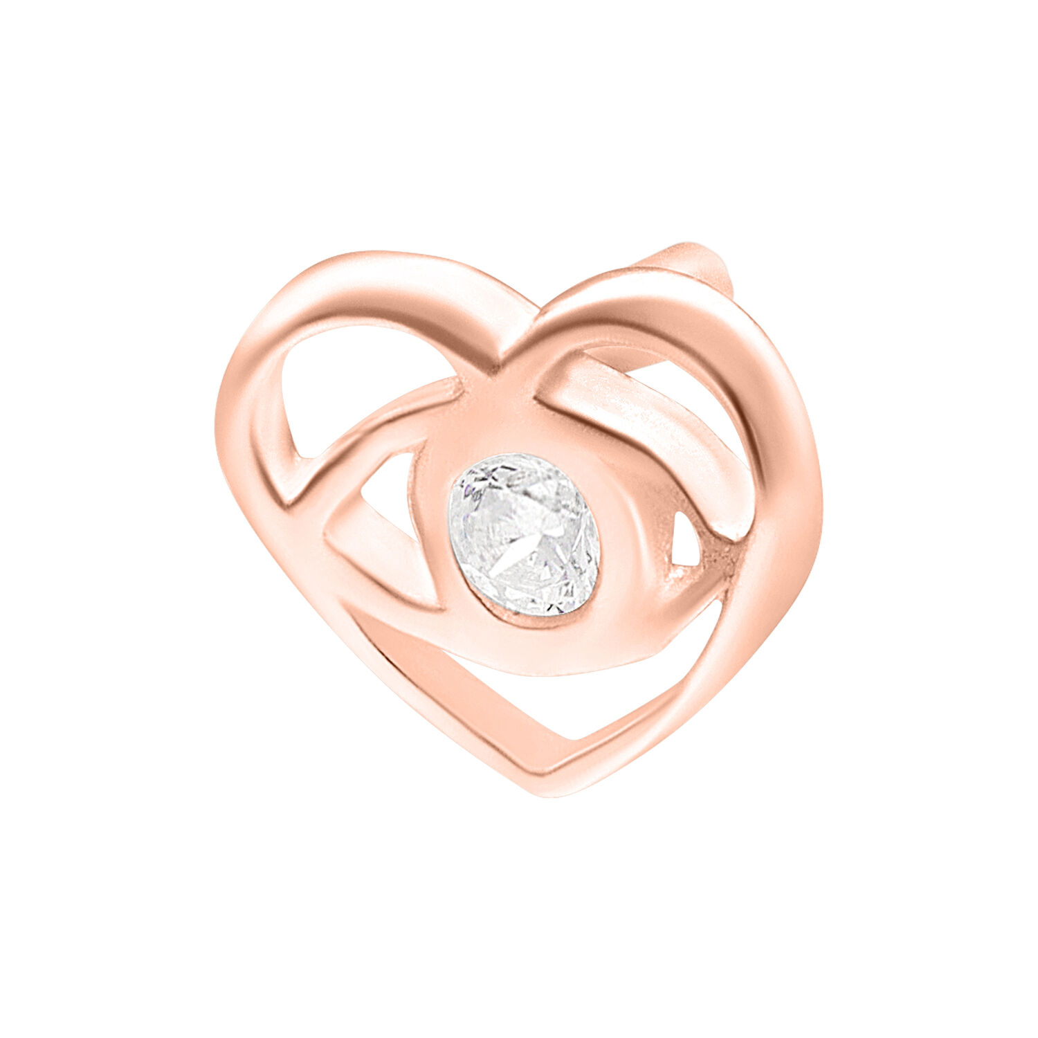 Sydämenmuotoinen ruusukultainen päällinen kirkkaalla kristallilla