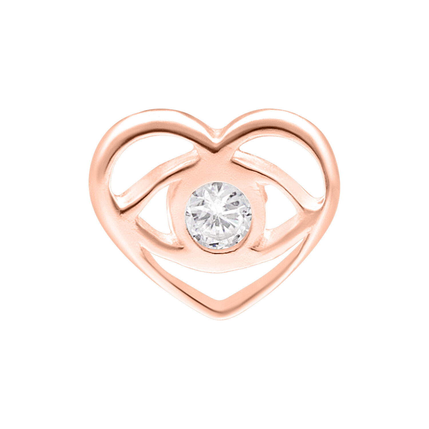 Ruusuinen sydänlisäosa kirkkaalla kristallilla valkoisella taustalla