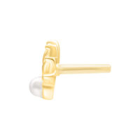 Kultainen lävistyslisäosa helmellä valkoisella taustalla